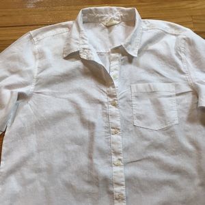 H&M white linen blend shirt Medium
